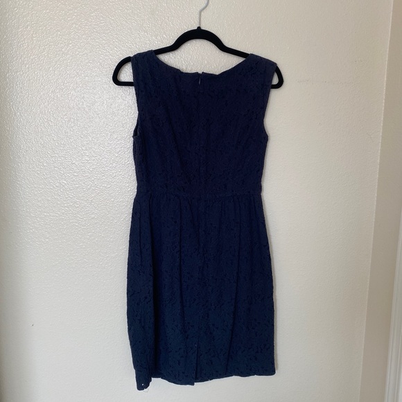 J. Crew Factory 💌Free Shipping Dress with Allover Floral Lace Navy Blue Size 2 - Picture 2 of 8